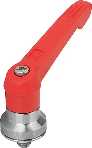 Produktfoto 1 von KLEMMHEBEL MIT SPANNKRAFTVERSTÄRKER GR.2 M08X10, KUNSTSTOFF ROT RAL3020, KOMP:EDELSTAHL BLANK