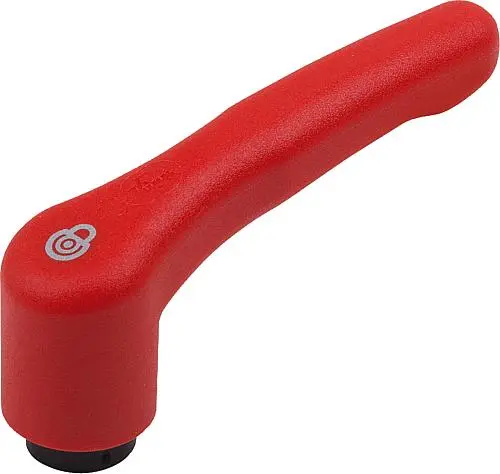 KLEMMHEBEL MIT SICHERHEITSFUNKTION GR.2 M05, KUNSTSTOFF ROT RAL3020, KOMP:STAHL