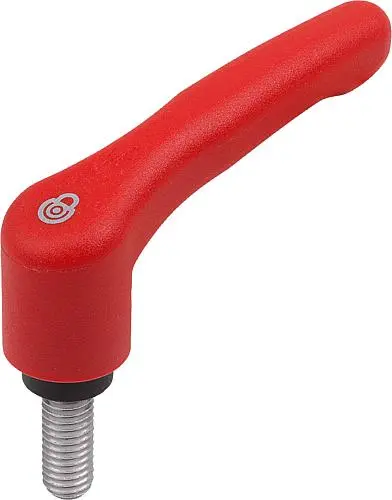 KLEMMHEBEL MIT SICHERHEITSFUNKTION GR.1 M04X10, KUNSTSTOFF ROT RAL3020, KOMP:STAHL