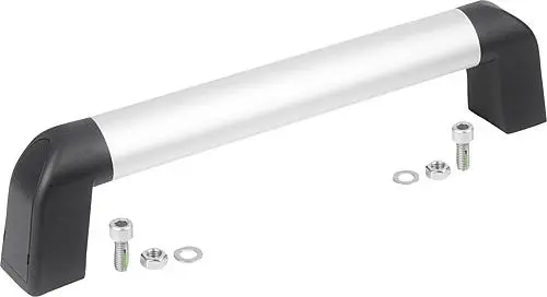 ROHRGRIFF BIGHAND, A=300, L=333,4, D=8 ALUMINIUM NATUR ELOXIERT, KOMP:THERMOPLAST SCHWARZGRAU RAL7021,
