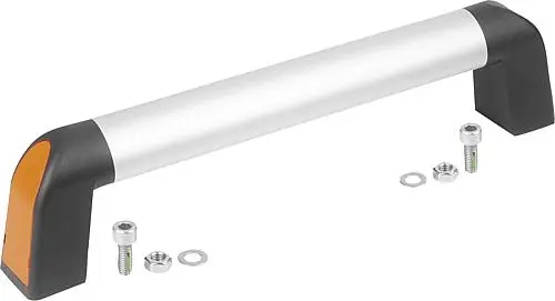 Produktfoto 1 von ROHRGRIFF BIGHAND, A=180, L=213,4, D=8 ALUMINIUM NATUR ELOXIERT, KOMP:THERMOPLAST SCHWARZGRAU RAL7021,