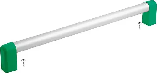 Produktfoto 1 von ROHRGRIFF, A=150, L=185, D=6, H=77,5, ALUMINIUM NATUR ELOXIERT, KOMP:THERMOPLAST GRÜN RAL6032