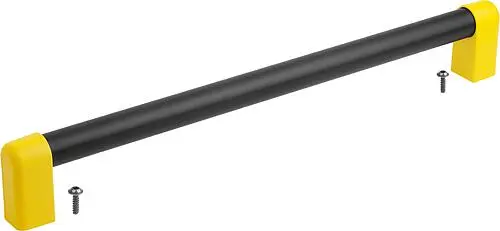 ROHRGRIFF, A=500, L=535, D=6, H=77,5, ALUMINIUM SCHWARZ ELOXIERT, KOMP:THERMOPLAST GELB RAL1021
