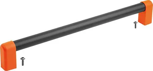 Produktfoto 1 von ROHRGRIFF, A=150, L=185, D=6, H=77,5, ALUMINIUM SCHWARZ ELOXIERT, KOMP:THERMOPLAST ORANGE RAL2004