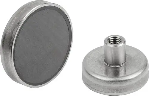 Produktfoto 1 von MAGNET FLACHGREIFER M05, D=32±0,1, H1=16, HARTFERRIT, RUND, KOMP:EDELSTAHL