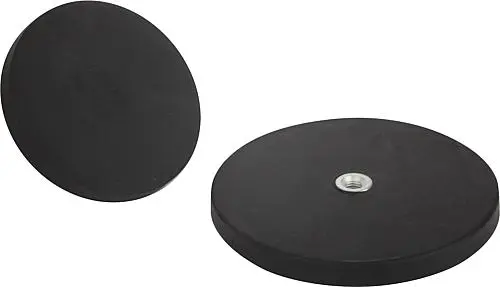 Produktfoto 1 von MAGNET FLACHGREIFER M04 H=6 NDFEB, RUND, KOMP:GUMMI, SCHWARZ, D=43