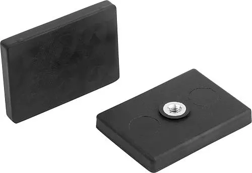 Produktfoto 1 von MAGNET FLACHGREIFER, RECHTECKIG, FORM:A 43X31X6,9, D1=10, NDFEB, KOMP:GUMMI SCHWARZ