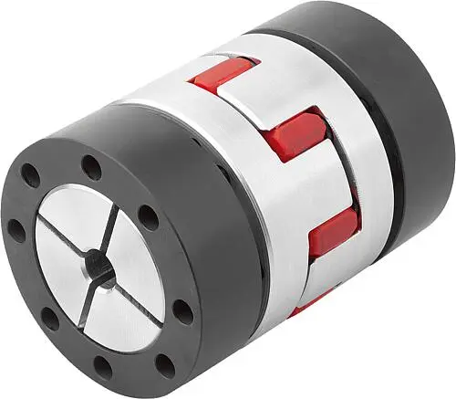 ELASTOMER-KLAUENKUPPLUNG MIT KONUSNABE+SPANNRING GR.28, D1=19, D2=19, L=90, ALUMINIUM,