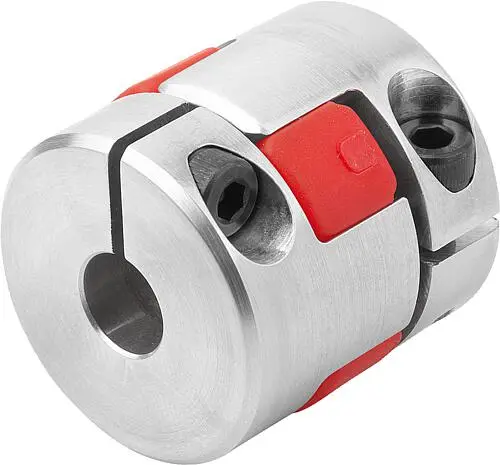 ELASTOMER-KLAUENKUPPLUNG MIT RADIALER KLEMMNABE GR.12, D1=10, D2=10, L=26, ALUMINIUM, KOMP:POLYURETHAN, GELB, D4=25