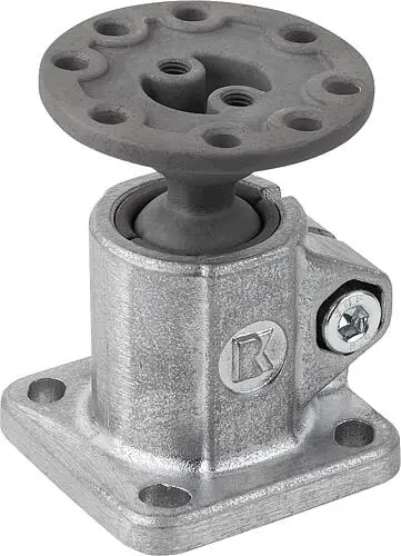 Produktfoto 1 von ROHRVERBINDER MIT FUß, FÜR RUNDROHRE, M=60, L=80, A=30,1, FORM:B MIT KUGELGELENK, ALUMINIUM, KOMP:STAHL