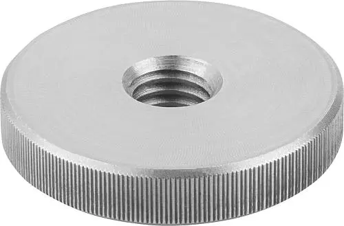 Produktfoto 1 von RÄNDELMUTTER  FLACH D=M04 D1=16 H=4, EDELSTAHL BLANK