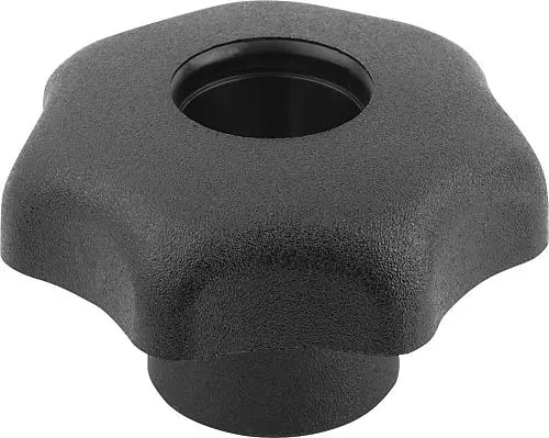 Produktfoto 1 von STERNGRIFF ÄHNLICH DIN6336 D=M10, D1=40 H=25, FORM:D, THERMOPLAST SCHWARZ, KOMP:EDELSTAHL