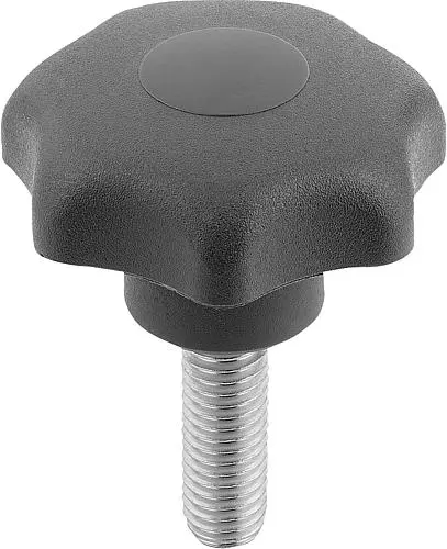 Produktfoto 1 von STERNGRIFF ANTIBAKTERIELL DIN6336 M08X25, D1=40, H=25, FORM:L, THERMOPLAST GRAU RAL7015, KOMP:EDELSTAHL
