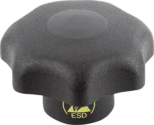 Produktfoto 1 von STERNGRIFF ANTISTATISCH DIN6336 D1=40 D=M08, FORM:K, THERMOPLAST SCHWARZ RAL9011, KOMP:STAHL BLAU-PASSIVIERT
