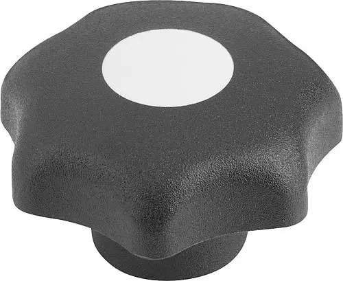 Produktfoto 1 von STERNGRIFF ÄHNLICH DIN6336 PASSBOHRUNG D=12, D1=63, FORM:G, THERMOPLAST SCHWARZ, KOMP:STAHL BLAU-PASSIVIERT,