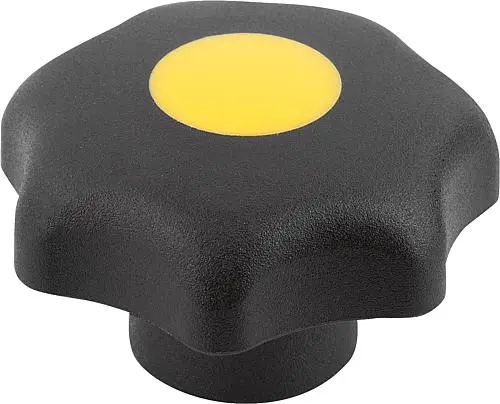 Produktfoto 1 von STERNGRIFF ÄHNLICH DIN6336 PASSBOHRUNG D=12, D1=63, FORM:G, THERMOPLAST SCHWARZ, KOMP:STAHL BLAU-PASSIVIERT,