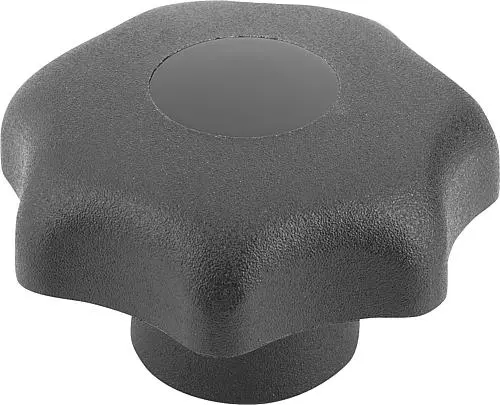 Produktfoto 1 von STERNGRIFF ÄHNLICH DIN6336 PASSBOHRUNG D=12, D1=63, FORM:G, THERMOPLAST SCHWARZ, KOMP:STAHL BLAU-PASSIVIERT,