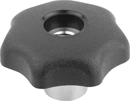 STERNGRIFF MIT SCHNELLSPANNFUNKTION D=M05 D1=25 H=16,6 THERMOPLAST, SCHWARZ, KOMP:STAHL