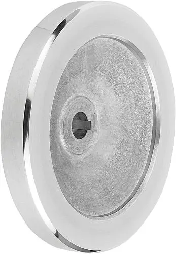 Produktfoto 1 von SCHEIBENHANDRAD D1=100 PASSBOHRUNG MIT NUT D2=10H7, B3=3, T=11,4 ALUMINIUM, OHNE GRIFF