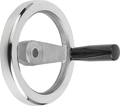 Produktfoto 1 von 2-SPEICHENHANDRAD D1=250 PASSBOHRUNG D2=26H7, ALUMINIUM, KOMP:DUROPLAST, GRIFF DREHBAR
