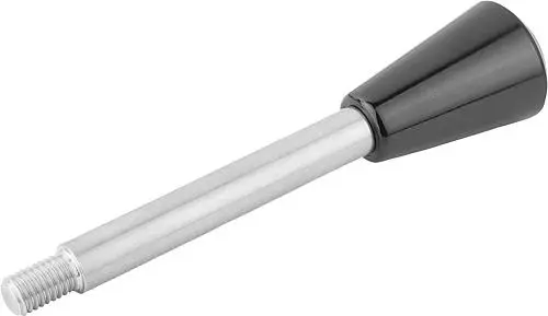 GRIFFSTANGE M10, L=125, D=12, FORM:C KONUSKNOPF, EDELSTAHL BLANK, KOMP:DUROPLAST SCHWARZ HOCHGLANZPOLIERT