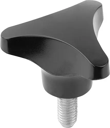 Produktfoto 1 von DREISTERNGRIFF HOHER BUND D=M06X15 D1=40 H=22, FORM:L DUROPLAST, SCHWARZ, KOMP:STAHL