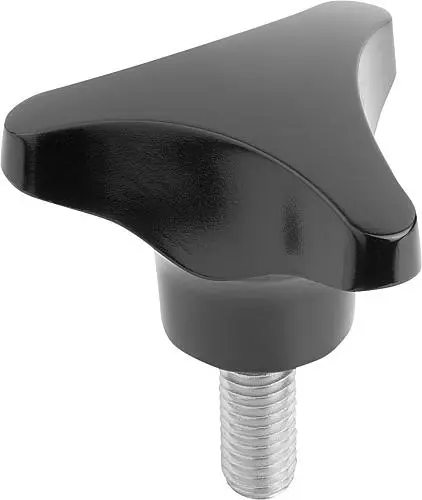 Produktfoto 1 von DREISTERNGRIFF HOHER BUND D=M10X30 D1=62 H=35, FORM:L DUROPLAST, SCHWARZ, KOMP:EDELSTAHL
