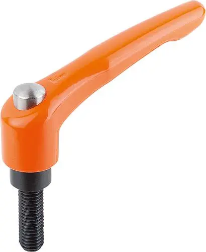 KLEMMHEBEL MIT SCHUTZKAPPE GR.2 M06X15, ZINK ORANGE RAL2004 SEIDENMATT, KOMP:STAHL BRÜNIERT