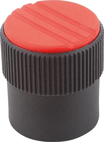 Produktfoto 1 von RÄNDELKNOPF GR.2, FORM:A OHNE SKALIERUNG, D=6, D1=26, H=26, THERMOPLAST SCHWARZGRAU RAL7021,