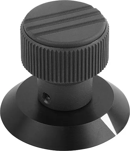 Produktfoto 1 von RÄNDELKNOPF MIT MARKIERUNG GR.1, D1=21, H=26,5, D=5, THERMOPLAST SCHWARZGRAU RAL7021, KOMP:ALUMINIUM,