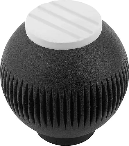 Produktfoto 1 von GRIFFKUGEL GR.3, D1=40 D=M10, THERMOPLAST SCHWARZGRAU RAL7021, KOMP:STAHL, DECKEL:GRAU RAL7035