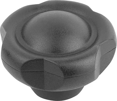 Produktfoto 1 von FÜNFSTERNGRIFF D1=63 D=M12 H=44, FORM:K, THERMOPLAST SCHWARZGRAU RAL7021, KOMP:STAHL, DECKEL:SCHWARZGRAU