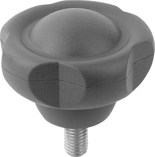 Produktfoto 1 von FÜNFSTERNGRIFF ANTIBAKTERIELL D=M10X20 D1=63 H=44, FORM:L THERMOPLAST, GRAU RAL7015