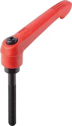 KLEMMHEBEL GR.4 M12X60, KUNSTSTOFF ROT RAL3020, KOMP:STAHL