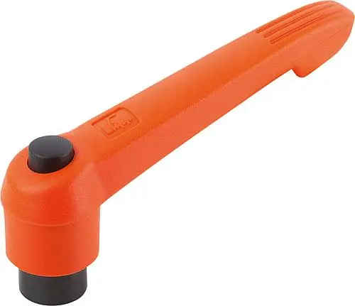 KLEMMHEBEL MIT DRUCKKNOPF GR.1 M05, KUNSTSTOFF ORANGE RAL2004, KOMP:STAHL SCHWARZGRAU RAL7021