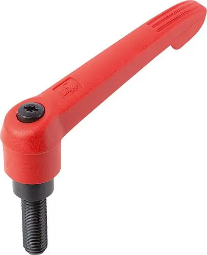KLEMMHEBEL GR.1 M06X35, KUNSTSTOFF ROT RAL3020, KOMP:STAHL