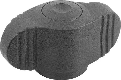 Produktfoto 1 von FLÜGELGRIFF MINIWING D=M04 A=28, H=15, FORM:K MIT INNENGEWINDE, THERMOPLAST SCHWARZGRAU RAL7021, KOMP:MESSING