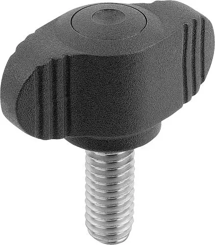 Produktfoto 1 von FLÜGELGRIFF ANTIBAKTERIELL MINIWING M06X15, FORM:L MIT AUßENGEWINDE, A=28, B=13, H=15, THERMOPLAST GRAU RAL7015,