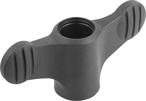Produktfoto 1 von FLÜGELGRIFF M05, FORM:D INNENGEWINDE DURCHGEHEND, A=50, B=5, H=24, THERMOPLAST SCHWARZGRAU RAL7021,
