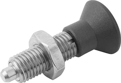 ARRETIERBOLZEN OHNE RASTNUT GR.1 M10X1, FORM:H, EDELSTAHL GEHÄRTET, KOMP:THERMOPLAST SCHWARZGRAU RAL7021