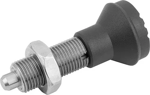 Produktfoto 1 von ARRETIERBOLZEN OHNE RASTNUT GR.3 D1=M16X1,5, FORM:H EDELSTAHL, GEHÄRTET, KOMP:THERMOPLAST, SCHWARZGRAU RAL7021