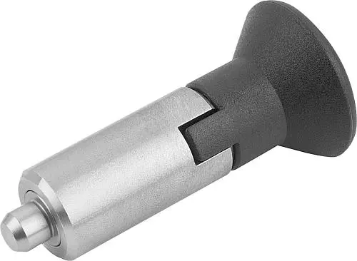 Produktfoto 1 von ARRETIERBOLZEN MIT RASTNUT GR.0, FORM:M, EDELSTAHL GEHÄRTET, KOMP:THERMOPLAST SCHWARZGRAU RAL7021