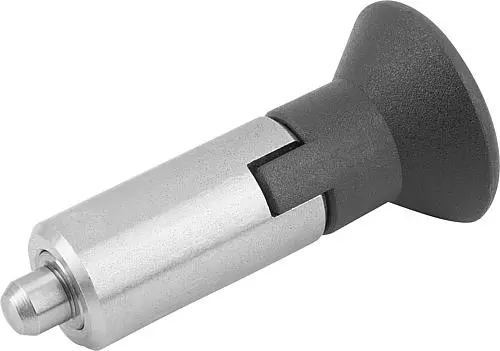 Produktfoto 1 von ARRETIERBOLZEN MIT RASTNUT GR.1, FORM:M, EDELSTAHL UNGEHÄRTET, KOMP:THERMOPLAST SCHWARZGRAU RAL7021