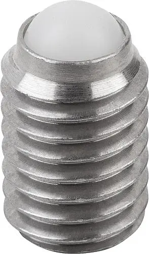 KUGELDRUCKSCHRAUBE OHNE KOPF, FORM:D KUGEL AUS POM, M08, L=11,2, EDELSTAHL BLANK, KOMP:POLYACETAL