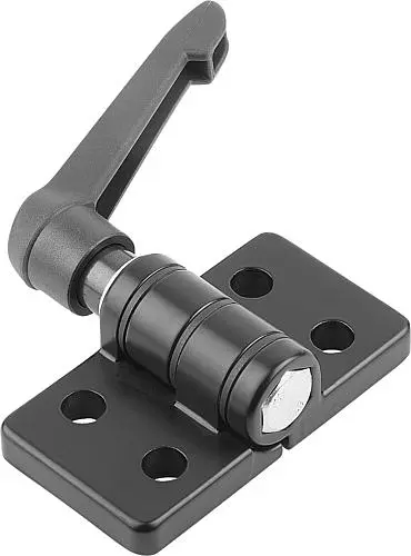 Produktfoto 1 von SCHARNIER MIT KLEMMFUNKTION 74X40, ZINK SCHWARZ PULVERBESCHICHTET, KOMP:STAHL VERZINKT, A1=22,5, A2=22,5