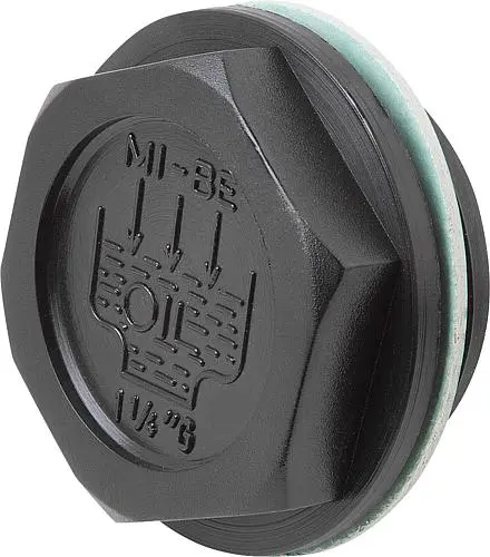 VERSCHLUSSSCHRAUBE FORM:B MIT EINFÜLLSYMBOL MIT ENTLÜFTUNG, D=51, G1_1/4, SW=42, THERMOPLAST SCHWARZ