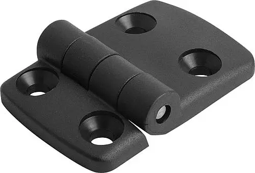 Produktfoto 1 von SCHARNIER 65X48, THERMOPLAST SCHWARZ, KOMP:EDELSTAHL, A1=17,5, A2=20, A3=29,5, A4=35,5