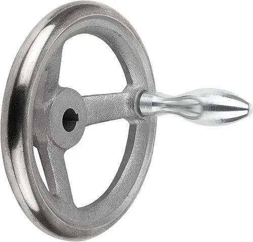 HANDRAD DIN950, D1=100 PASSBOHRUNG MIT NUT D2=10H7, B3=3, T=11,4, GRAUGUSS, KOMP:STAHL, BALLENGRIFF FESTSTEHEND