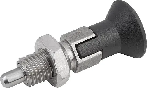 Produktfoto 1 von ARRETIERBOLZEN GR.2 D1=M12X1,5, D=6, FORM:D MIT RASTNUT MIT KONTERMUTTER, EDELSTAHL GEHÄRTET, KOMP:THERMOPLAST