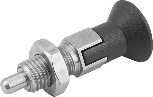 Produktfoto 1 von ARRETIERBOLZEN GR.2 D1=M12X1,5, D=6, FORM:D MIT RASTNUT MIT KONTERMUTTER, EDELSTAHL UNGEHÄRTET, KOMP:THERMOPLAST